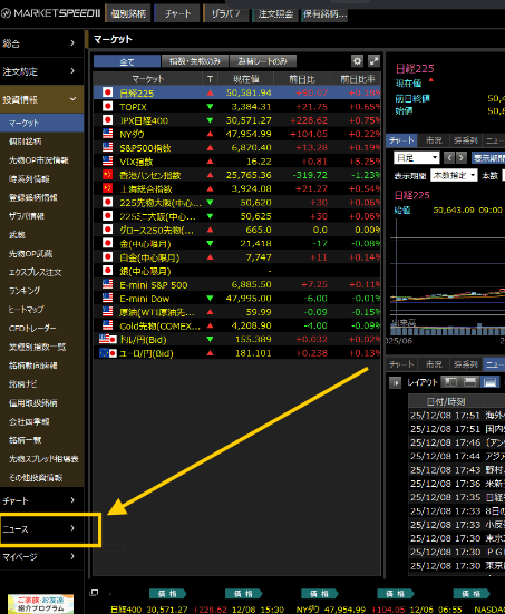 楽天のマーケットスピードから日経テレコンに達するまでのを解説する画像その１